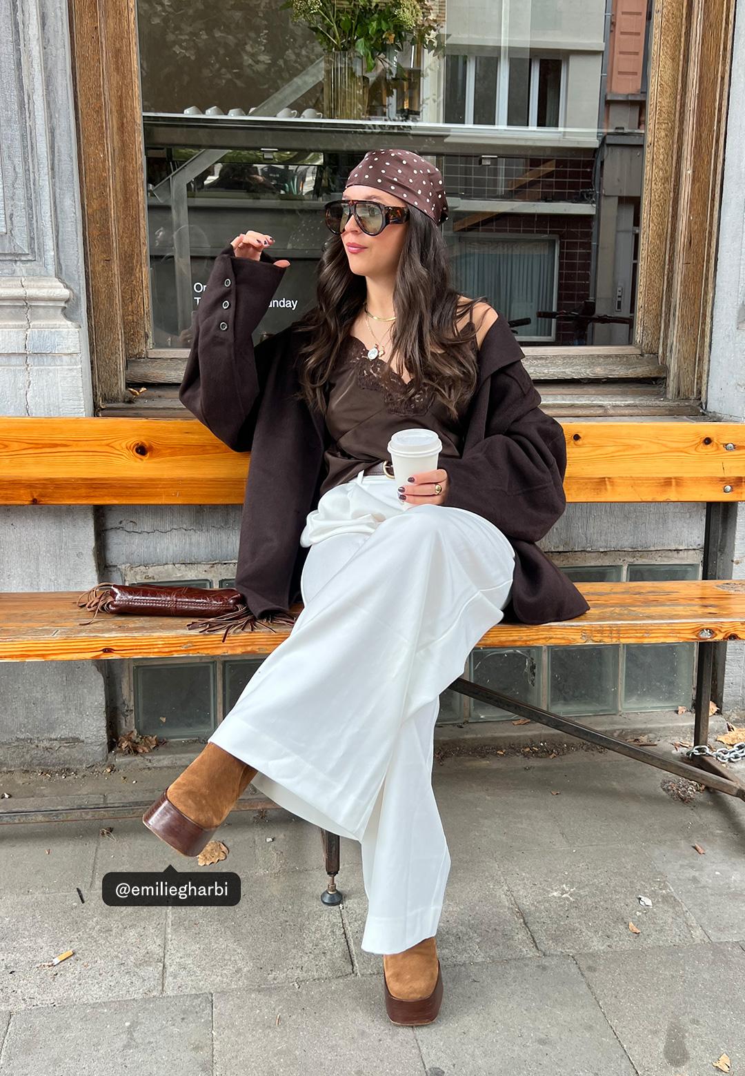 Straight-leg linen-effect trousers — Ecru