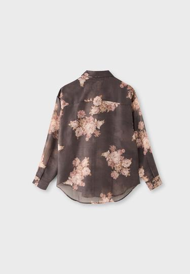 Floral print flowing shirt — Brown 8