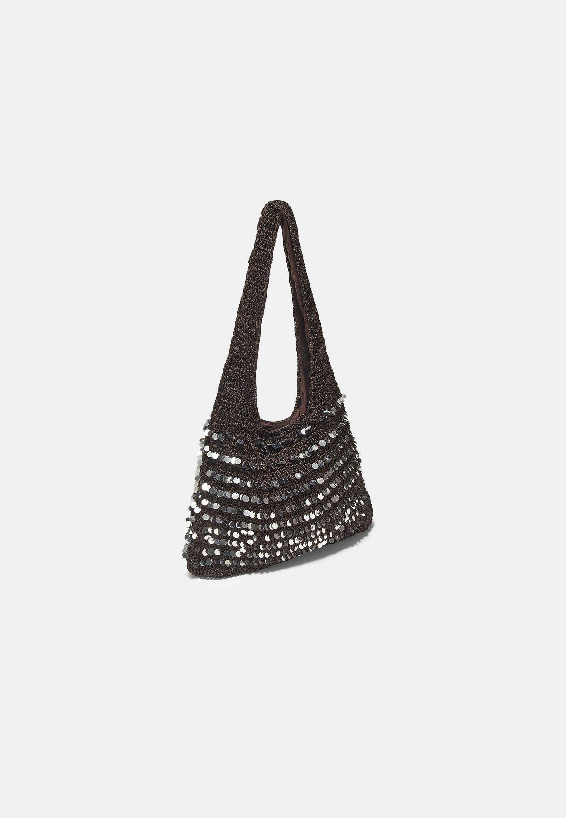 Sequin shoulder bag — Brown