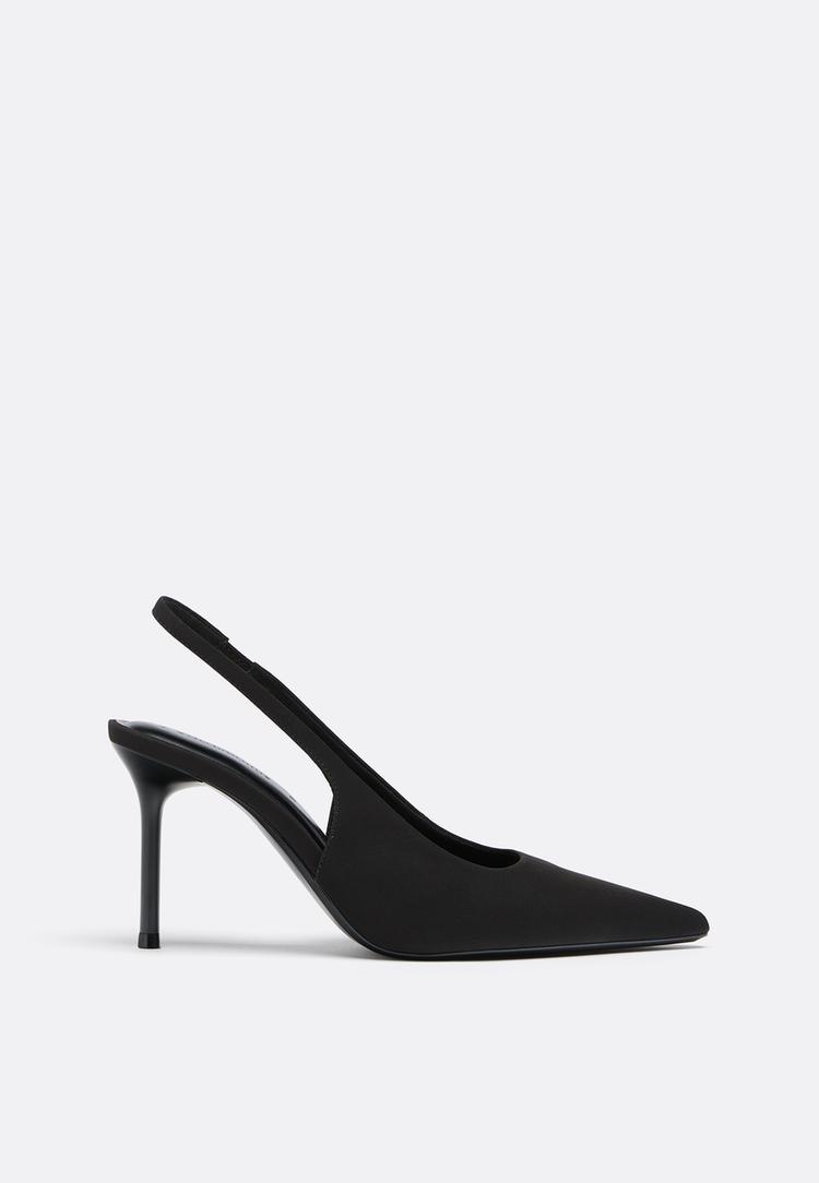 Stradivarius Osnovne Cipele Otvorene Pete S Potpeticom Crna 40