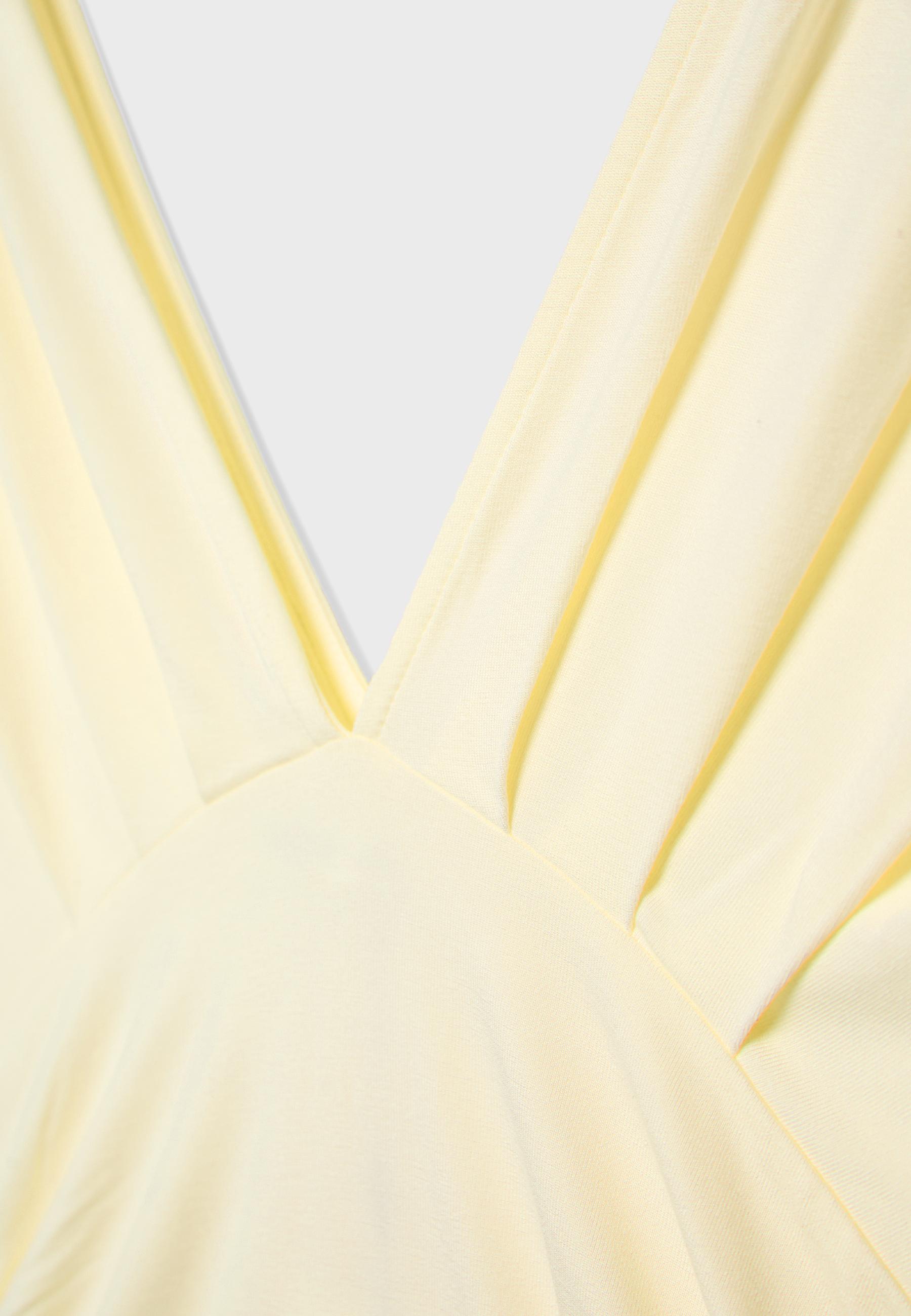 V-neck T-shirt with sash — Pastel yellow