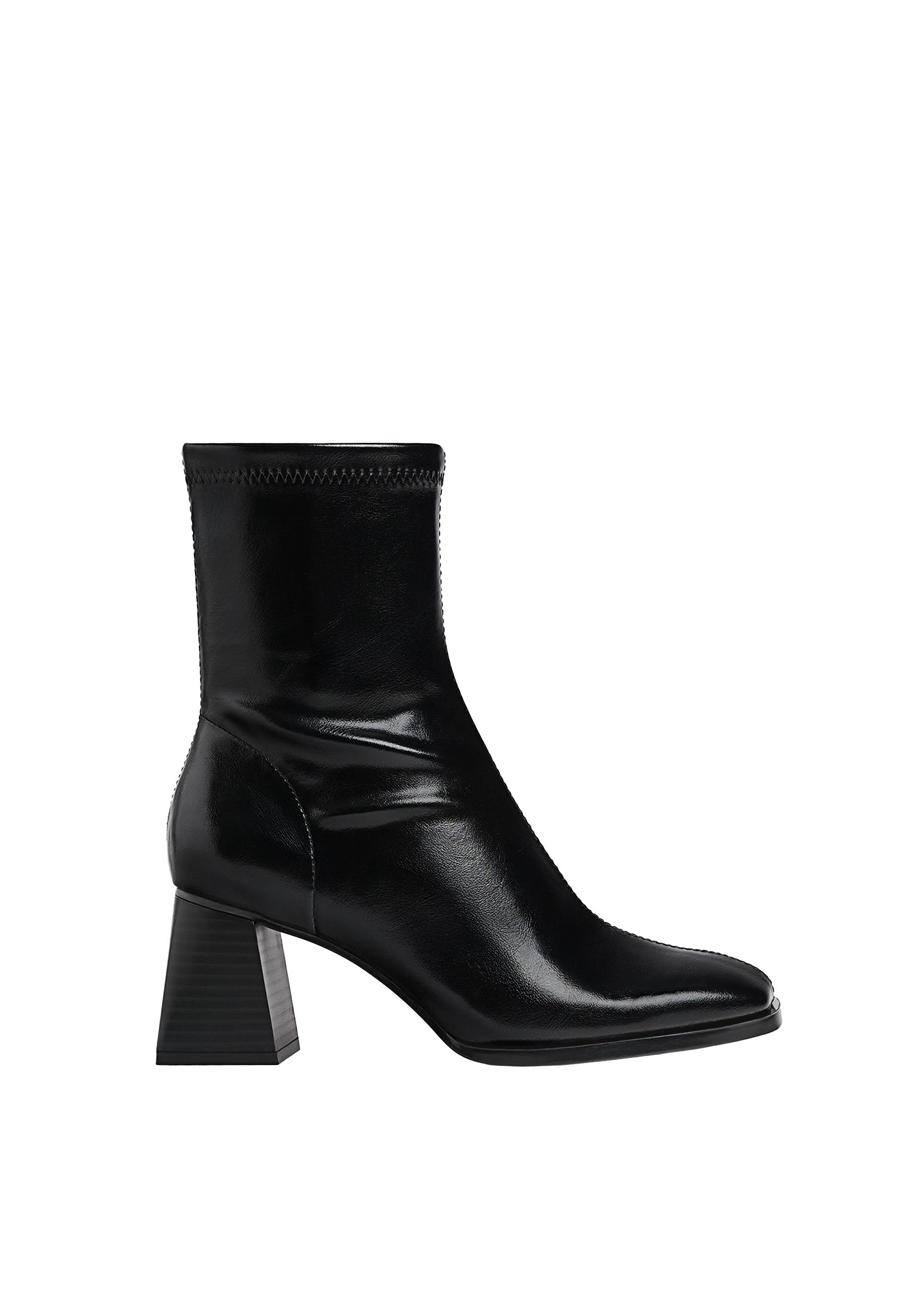 Mid-heel boots with stretch legs — BLACK