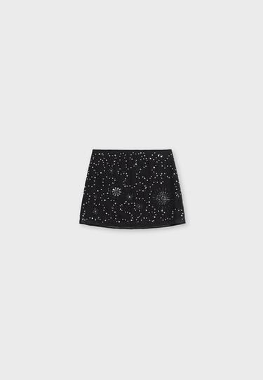 Embroidered rhinestone skirt — Black 7