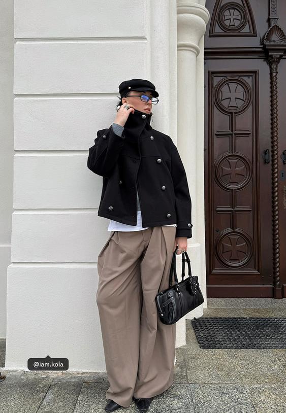 Stradivarius Soft-Touch Crossover High Neck Jacket Black L