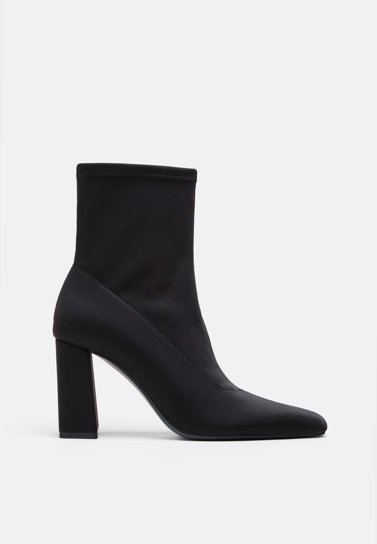 Neoprene heeled ankle boots — BLACK