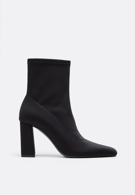 Stradivarius Neoprene Heeled Ankle Boots Black 4