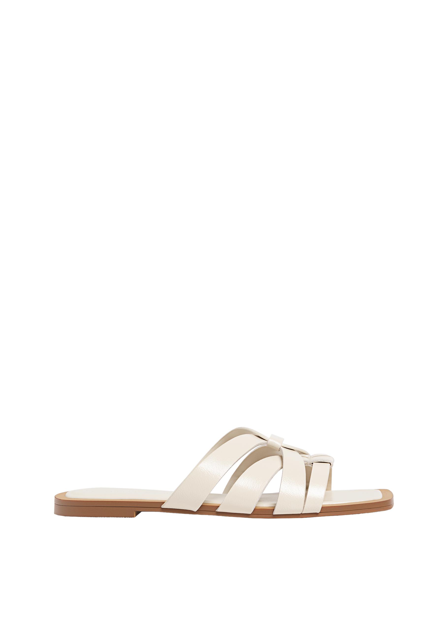 Flat strappy slider sandals — WHITE