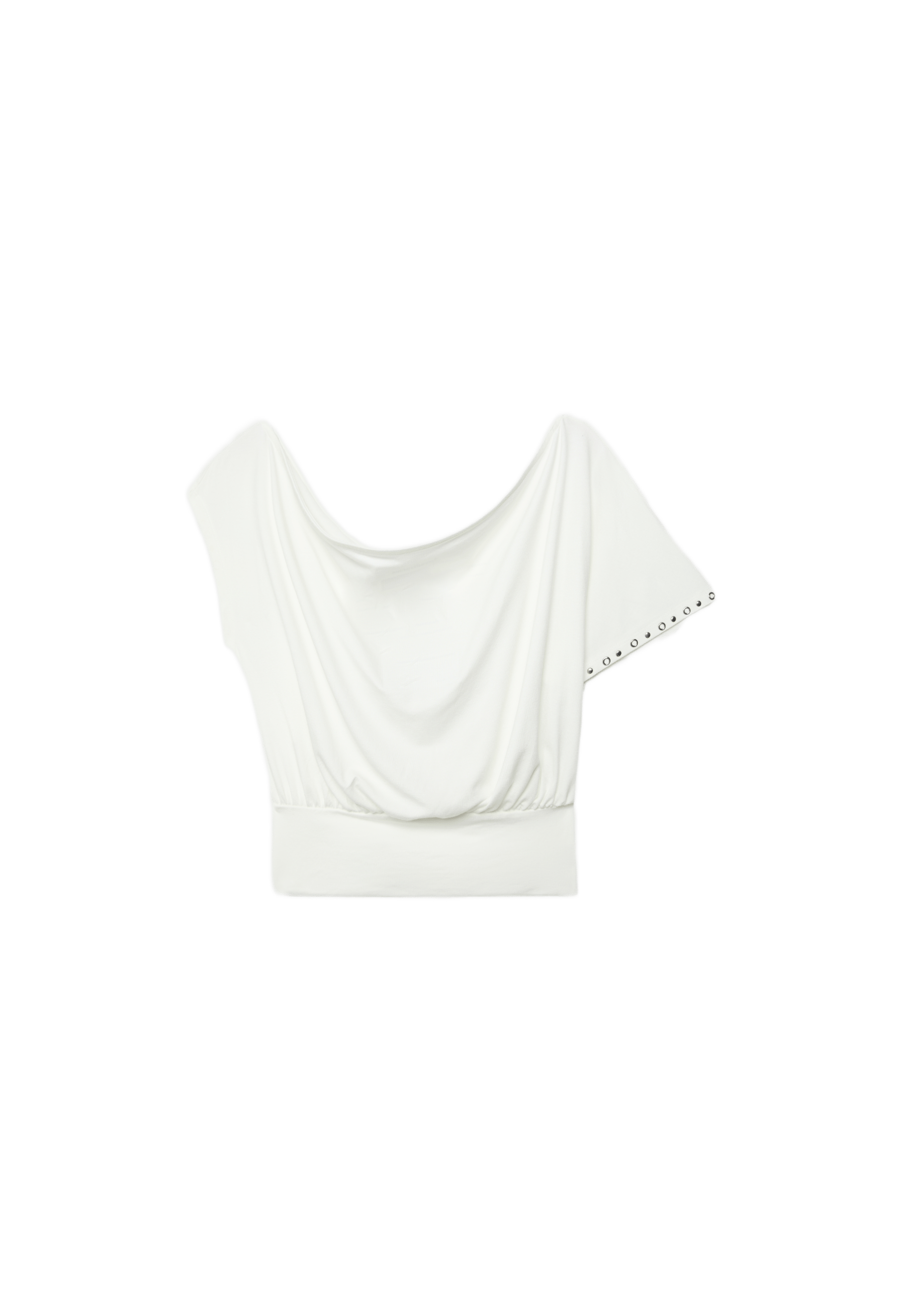 Asymmetric stud T-shirt — Ecru