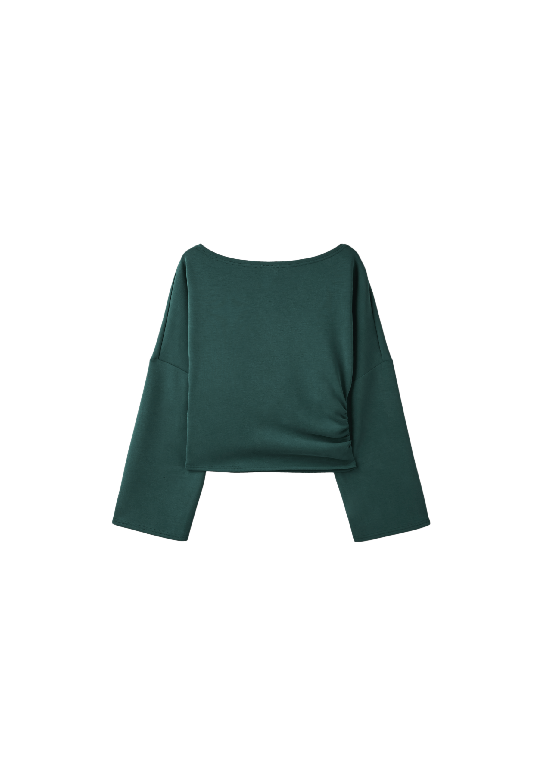 Soft-touch ruched asymmetric sweatshirt — Khaki
