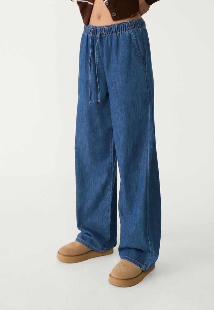 pantalon largo fluido denim