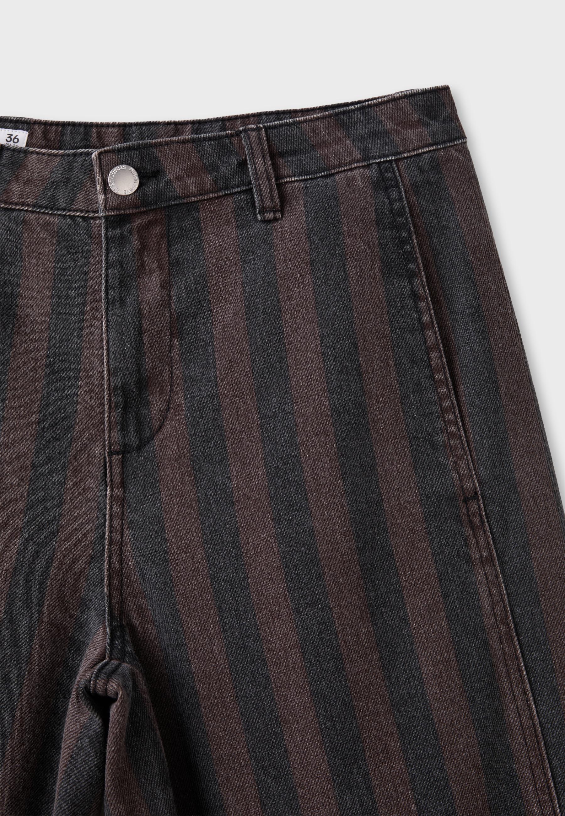 Stradivarius Çizgili dikişli barrel pantolon görsel 6