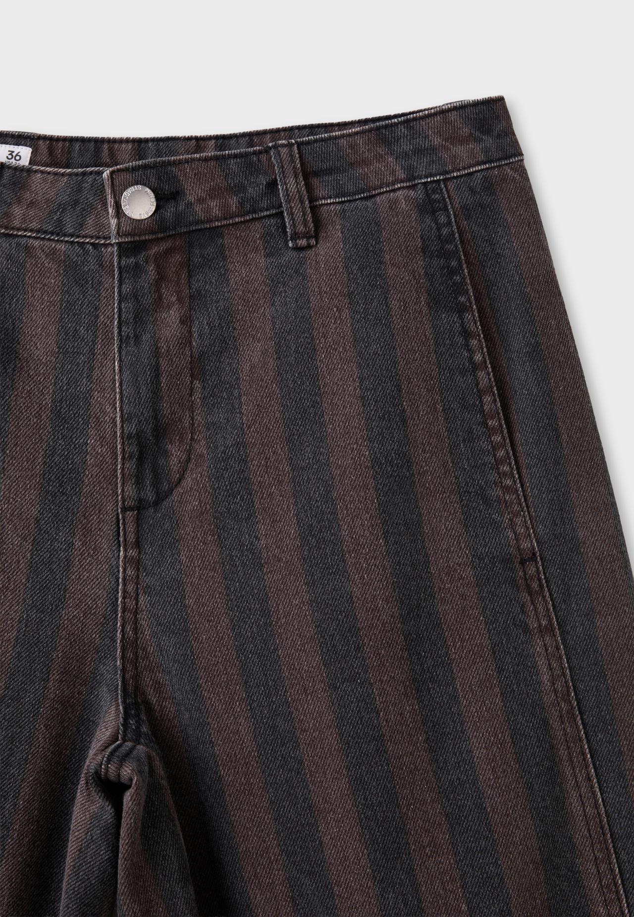 Striped seam barrel trousers — Brown
