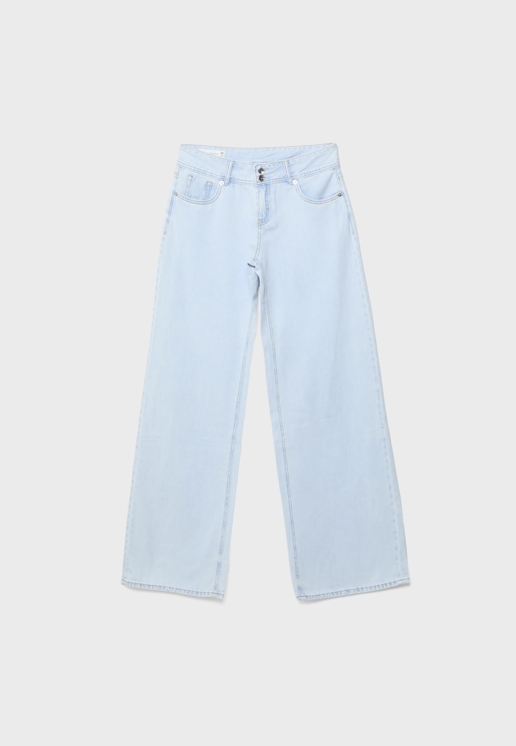 Low-rise double-button jeans — LIGHT BLEACH