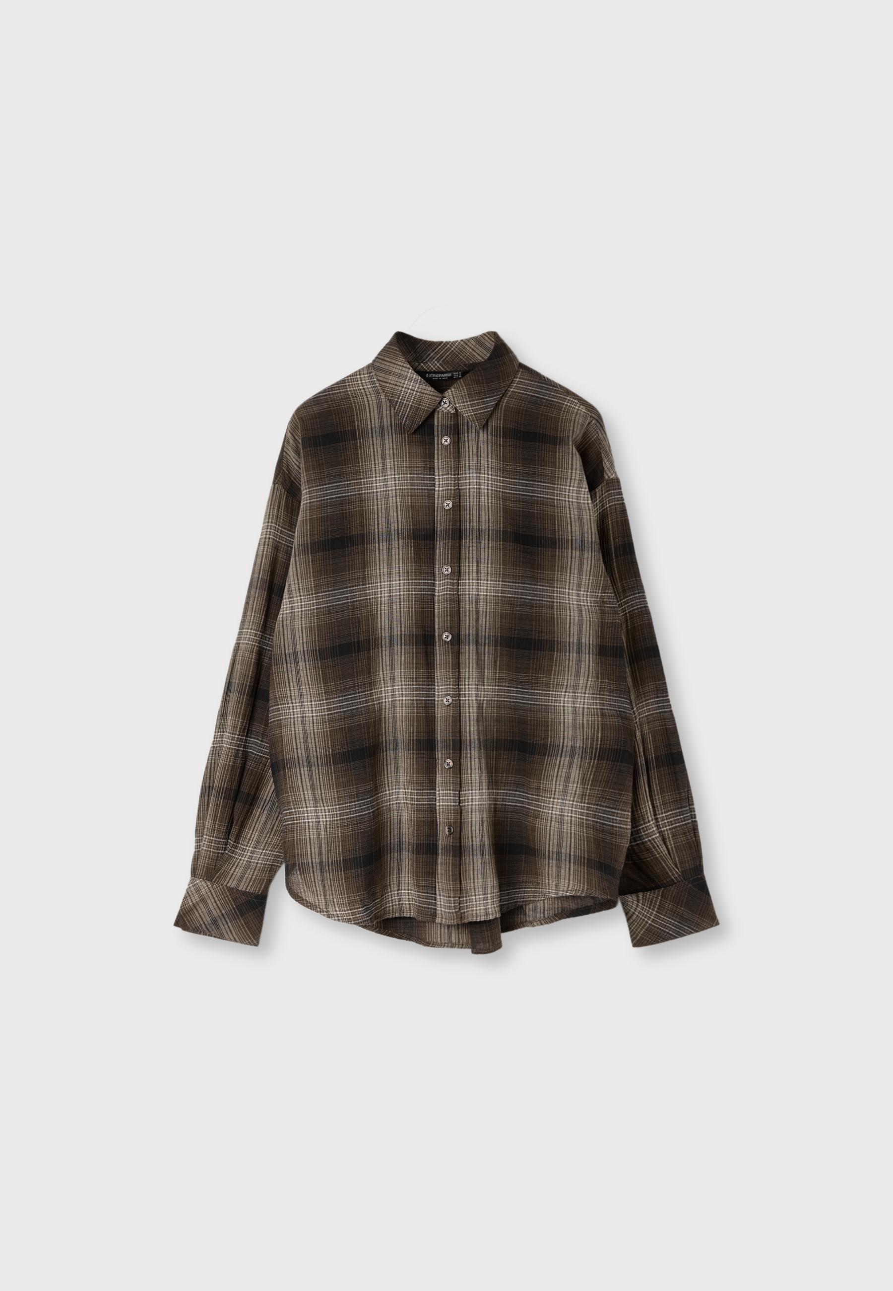 Adjustable regular-fit shirt — Brown