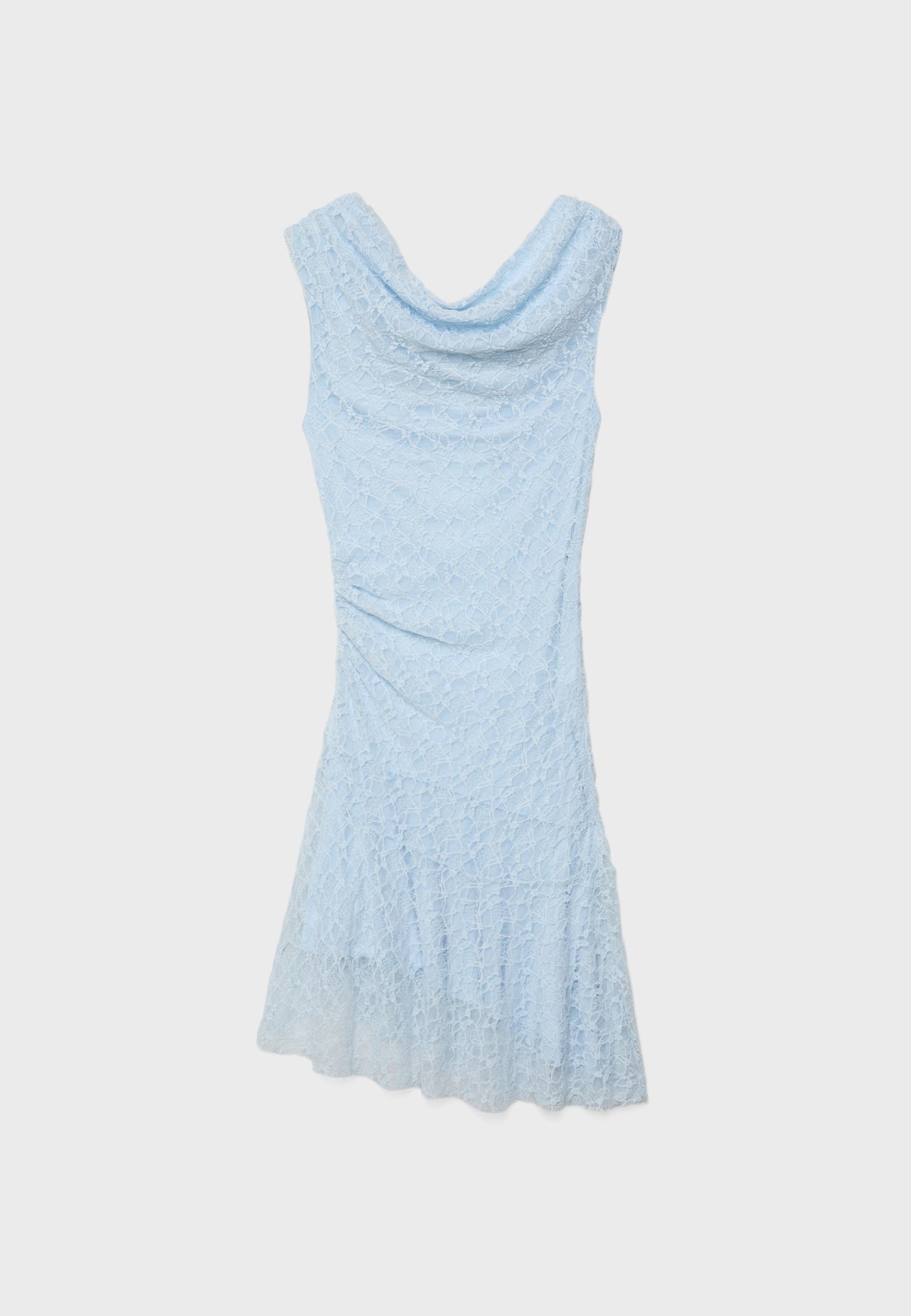 Asymmetric lace dress — Sky blue