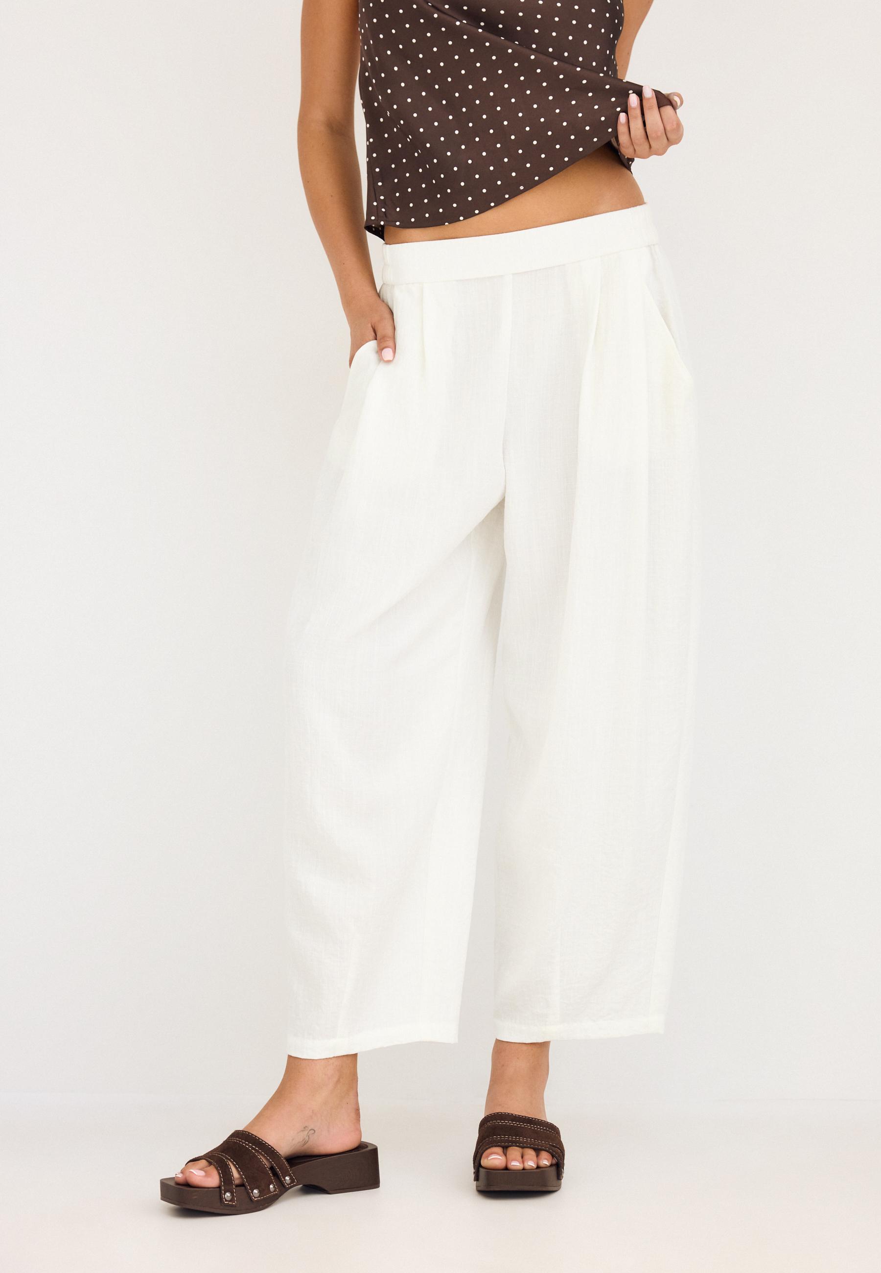 Flowing barrel trousers — Ecru