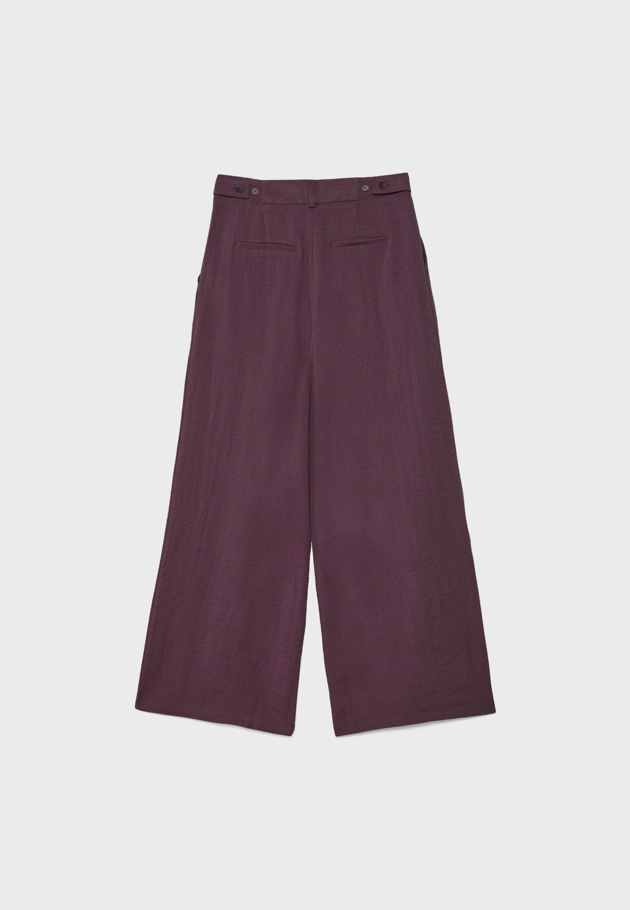 Adjustable rustic wide-leg button trousers — Purple