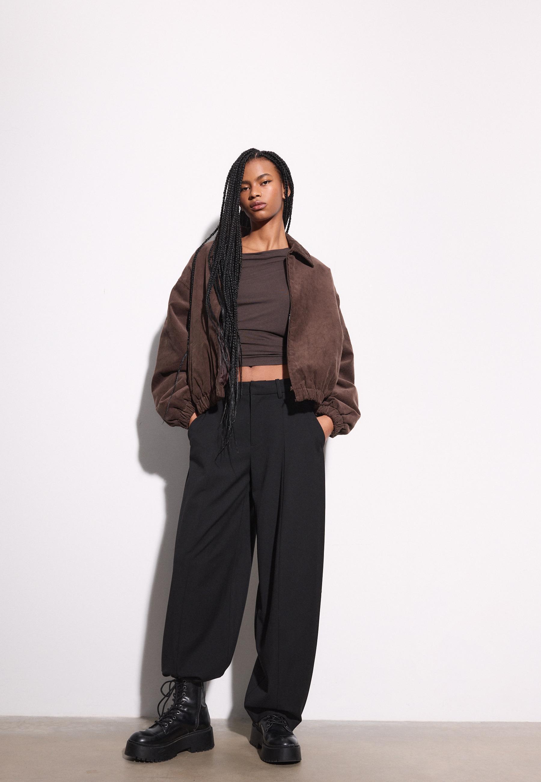 Smart baggy trousers with seam detail - Women's fashion