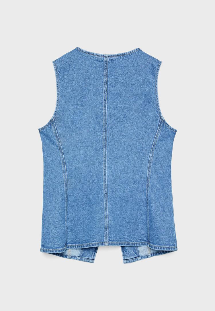 Düğmeli denim top_0
