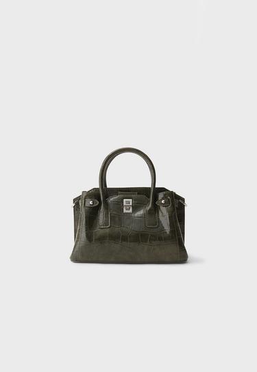 Tote crossbody bag with clasp — Khaki 1