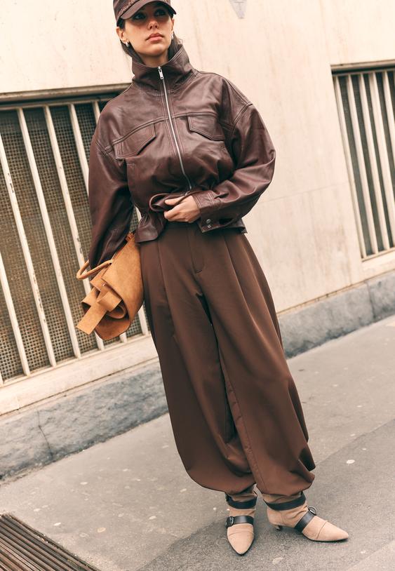 Stradivarius Smart Balloon Fit Trousers Brown Xl