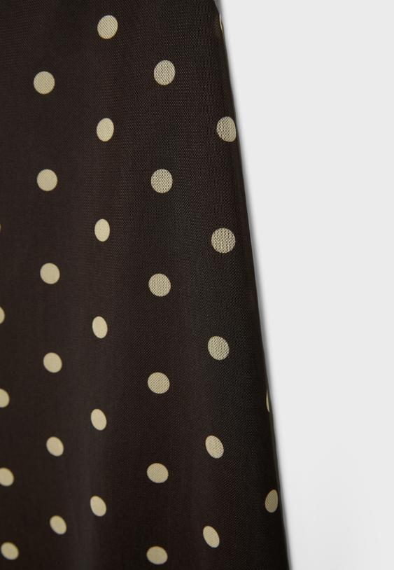 Puantiye desenli tül midi etek - Görsel 9