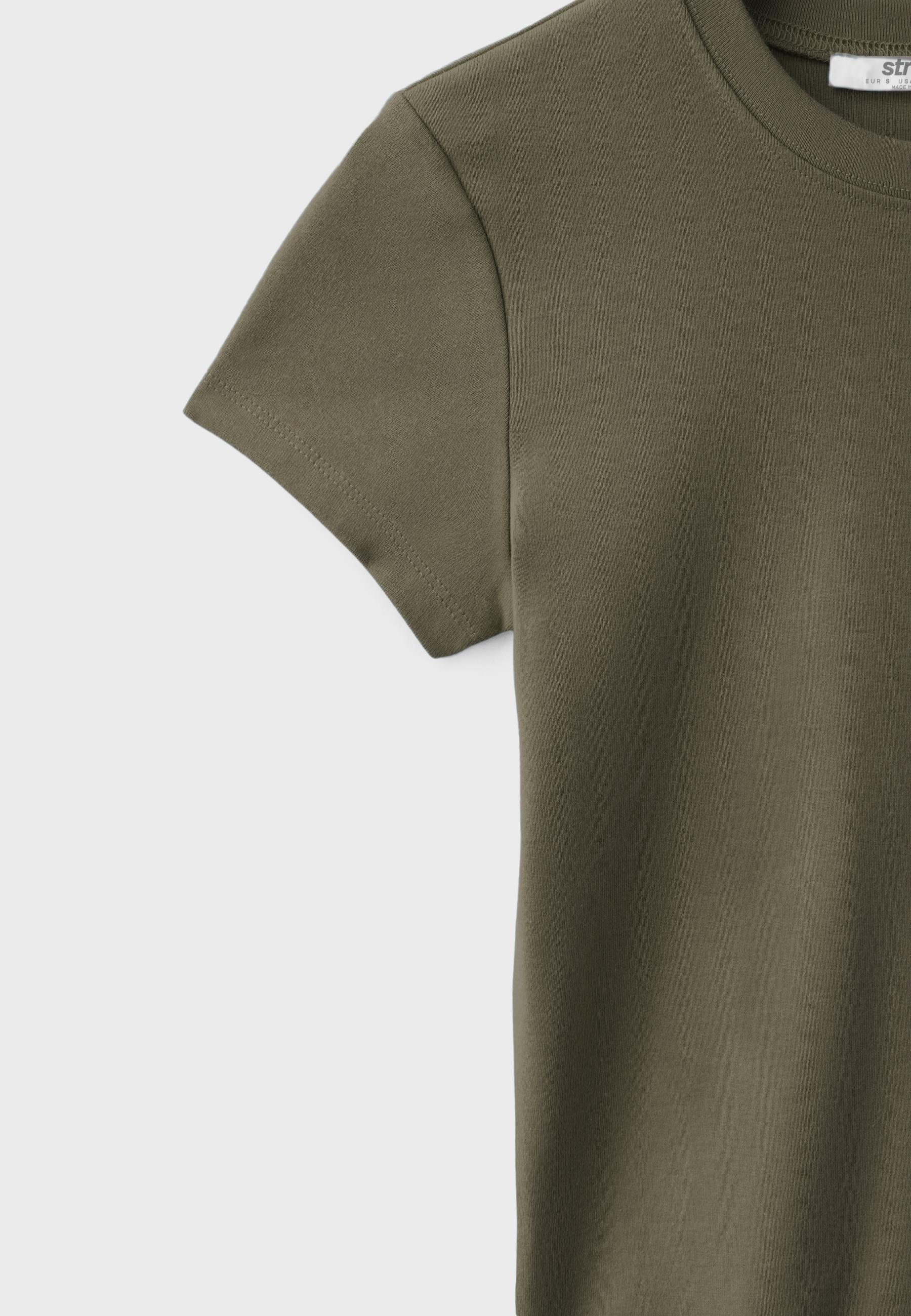 Basic round neck short sleeve T-shirt — Khaki