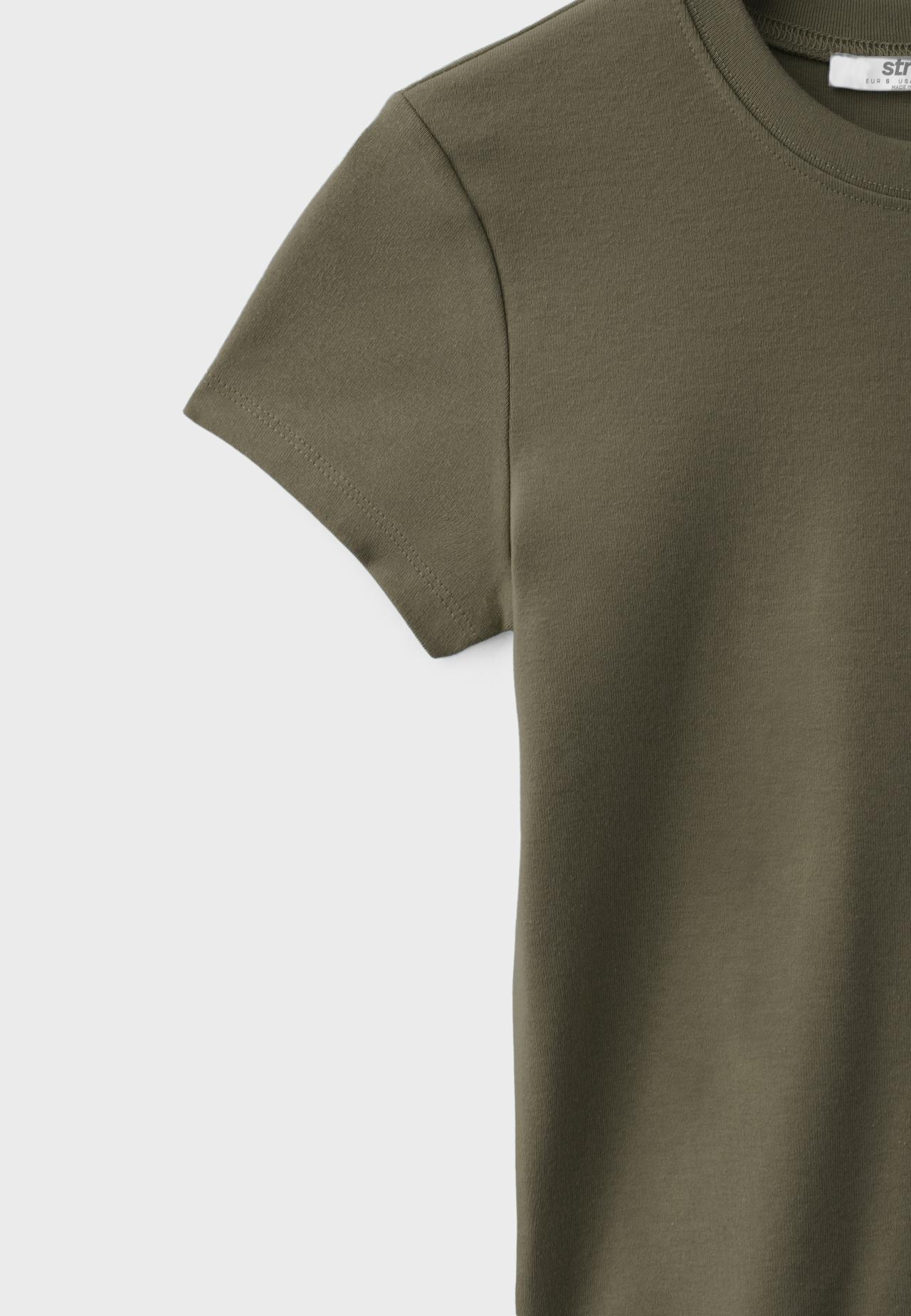 Basic round neck short sleeve T-shirt — Khaki
