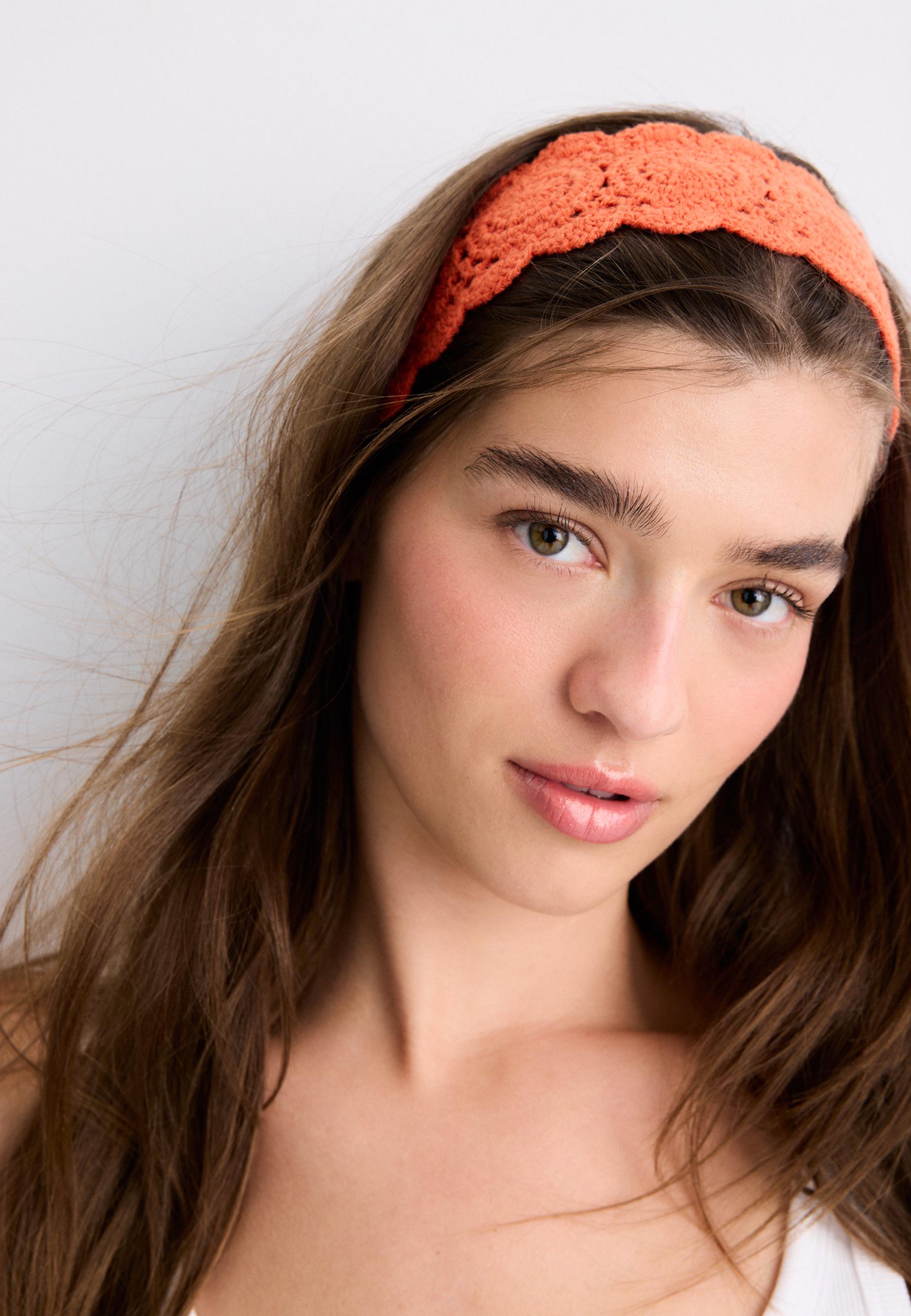 Set of 2 crochet fur hair ties — Orange