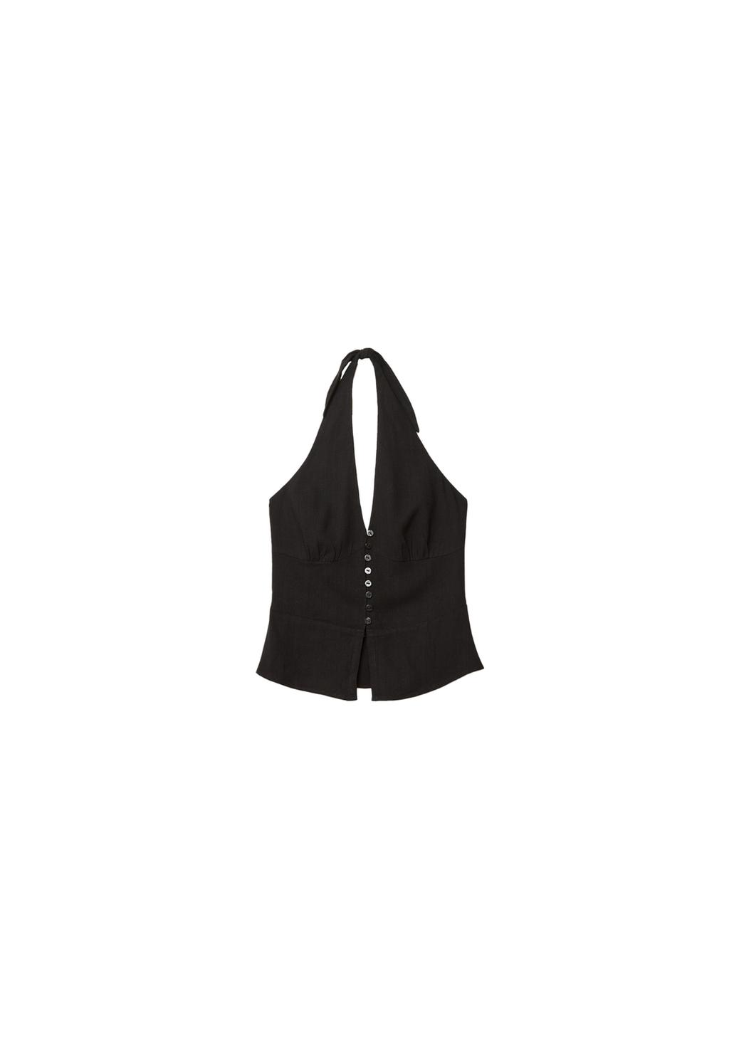 Top halter botones con lino