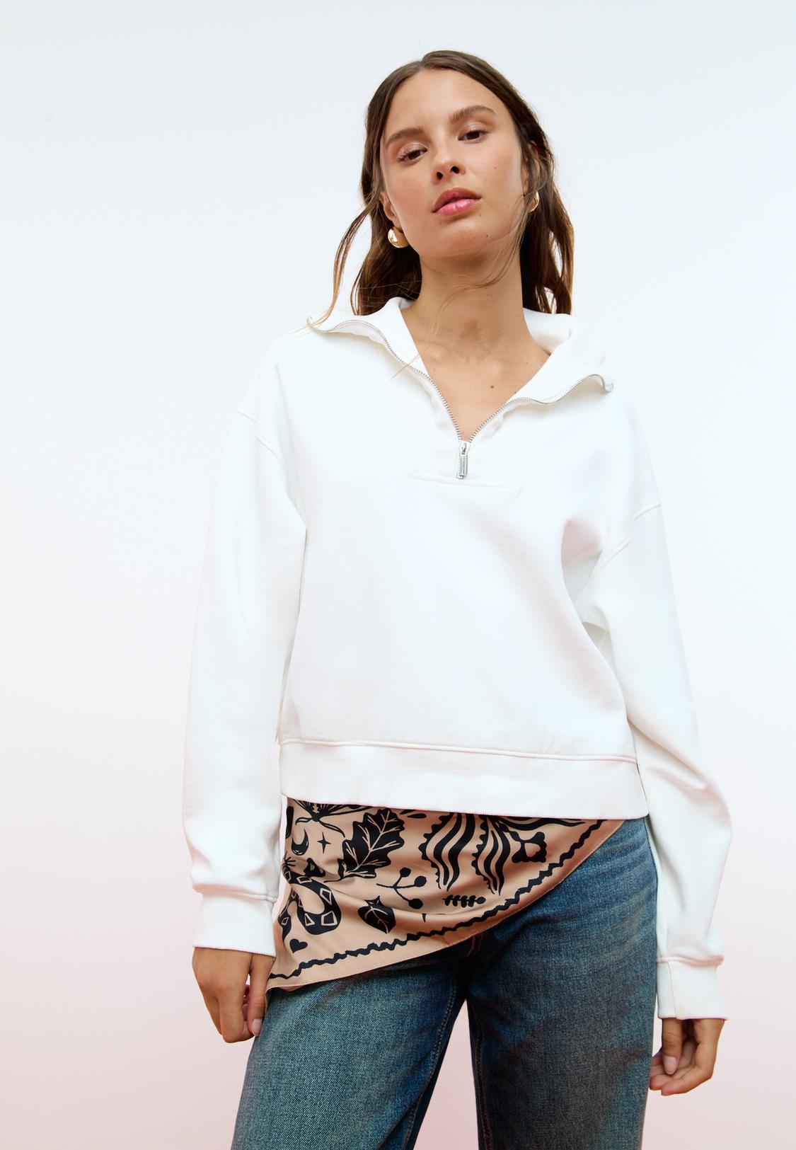 Sweat col montant zippé Mode femme Stradivarius France