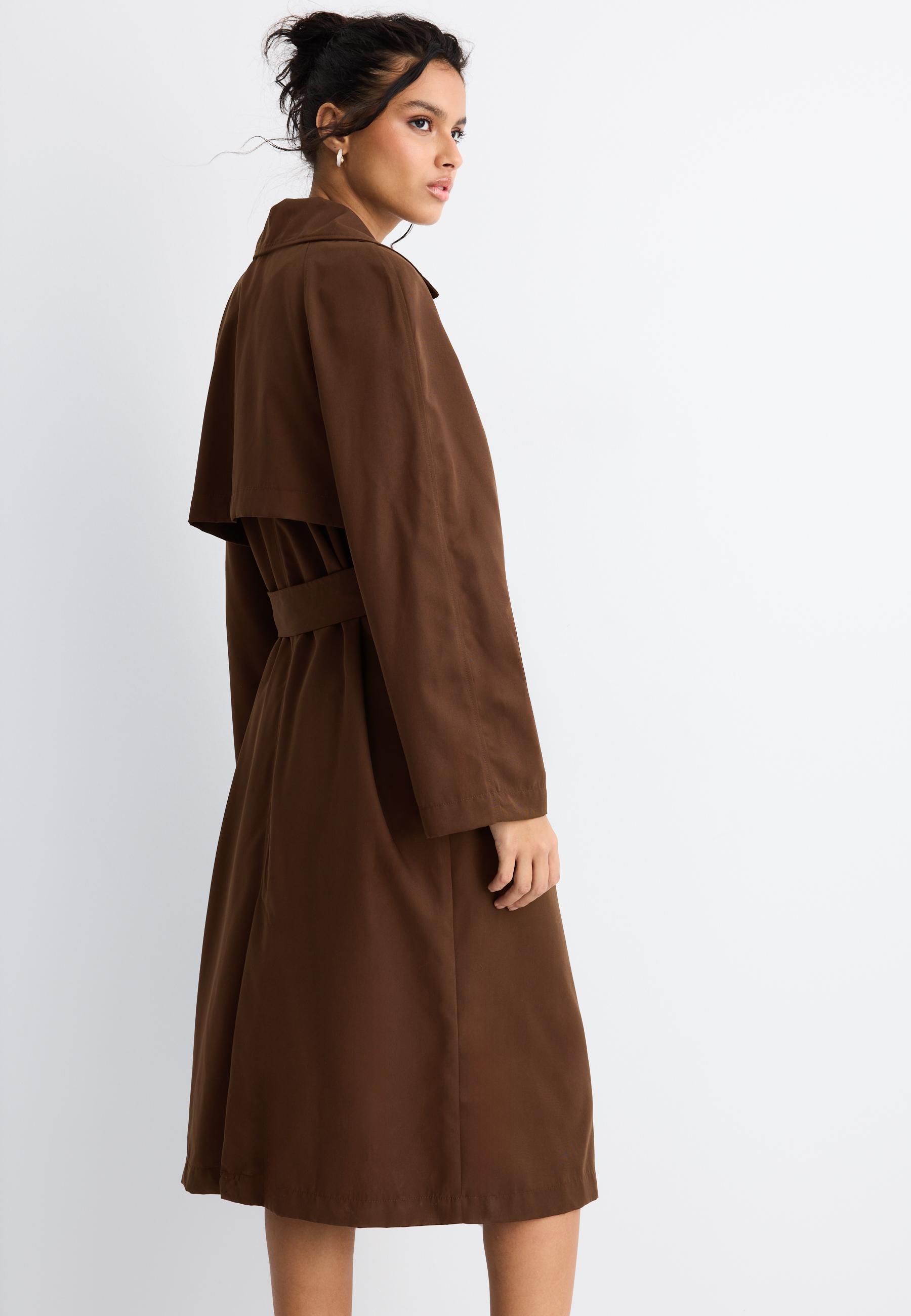 Oversized long flowing trench coat — Brown