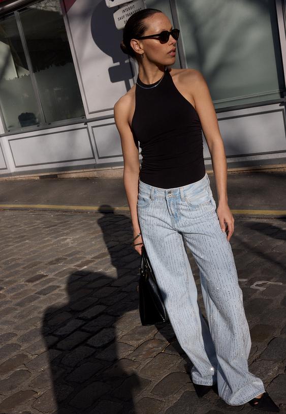 Traperice Niskog Struka Širokih Nogavica Sa Sjajem