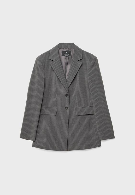Straight fit striped blazer - Women's fashion | Stradivarius United Kingdom