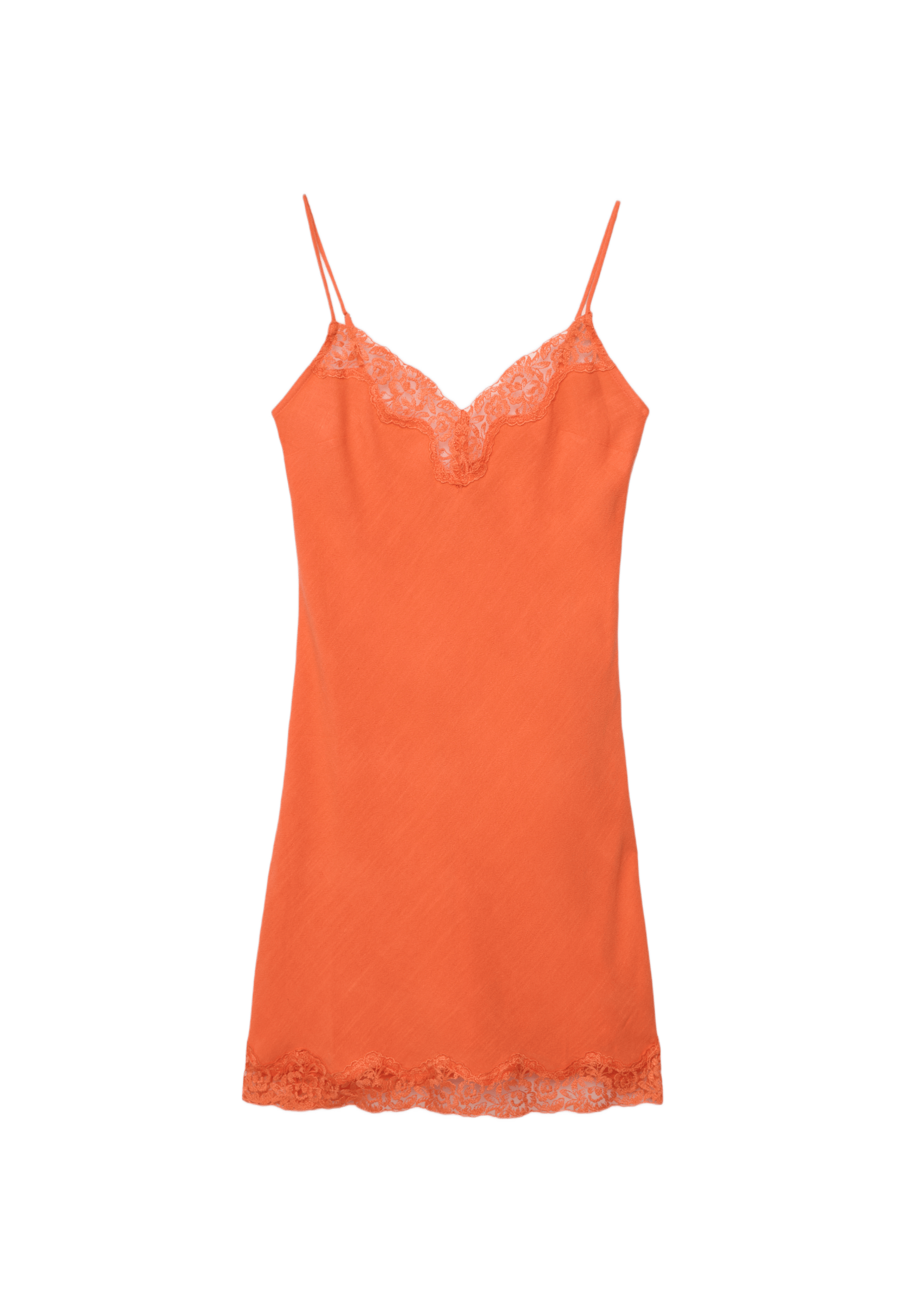 Short rustic lace dress — Orange