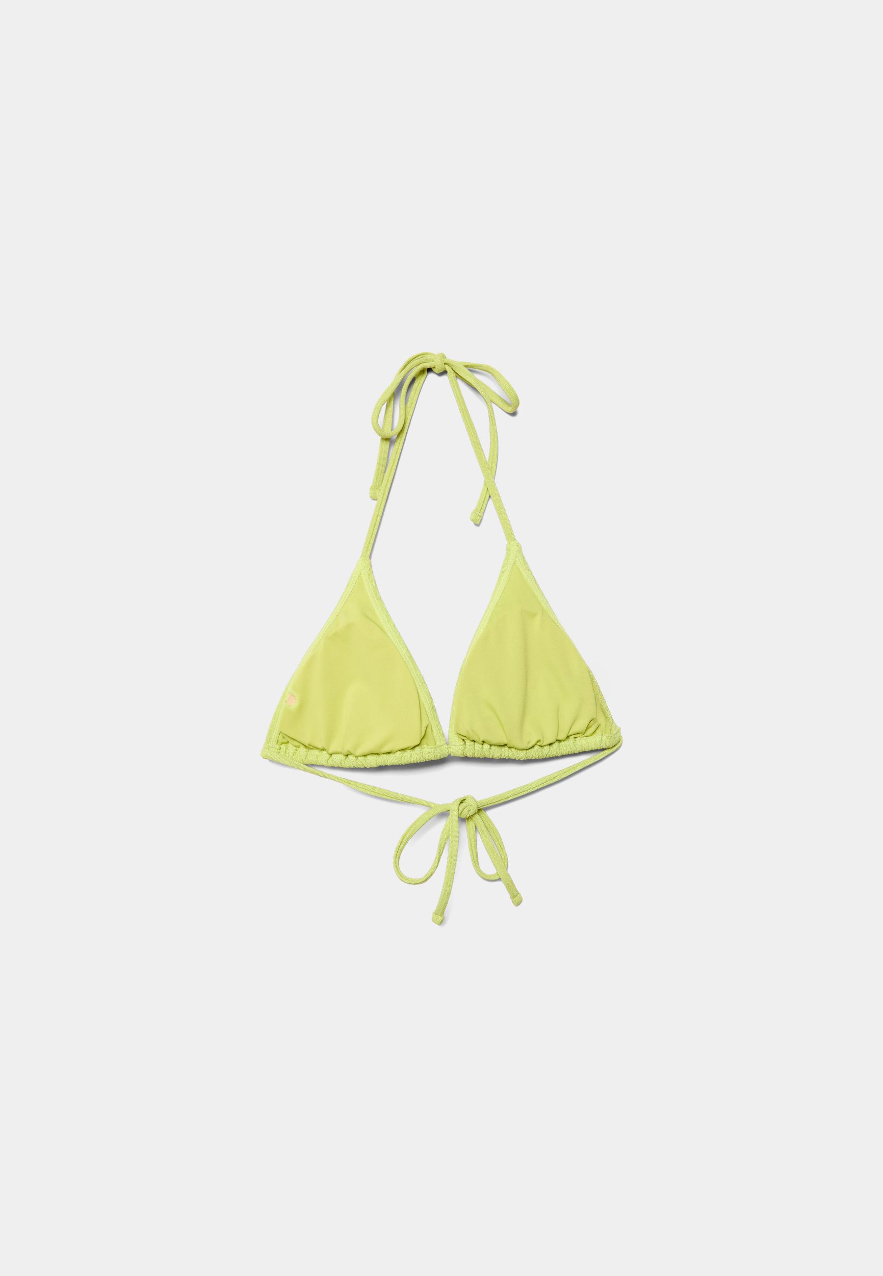 Shimmer ribbed triangle bikini top — Aquamarine