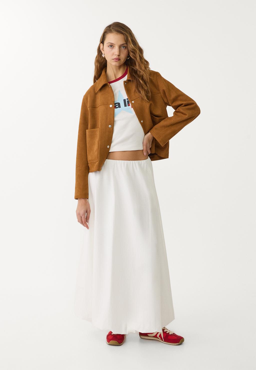 Poplin balloon midi skirt