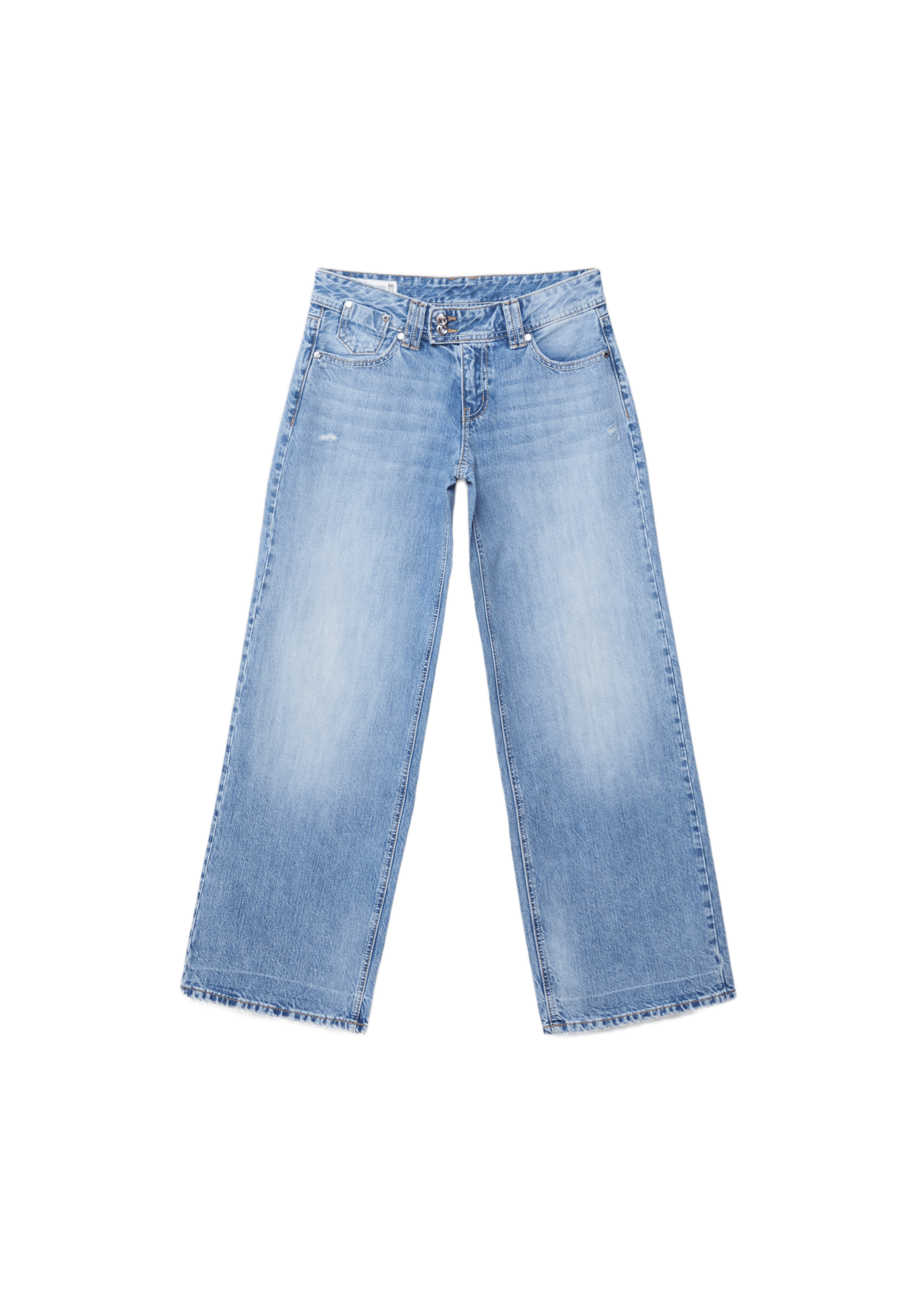 Düşük bel geniş paça mücevher düğmeli jean - Görsel 10