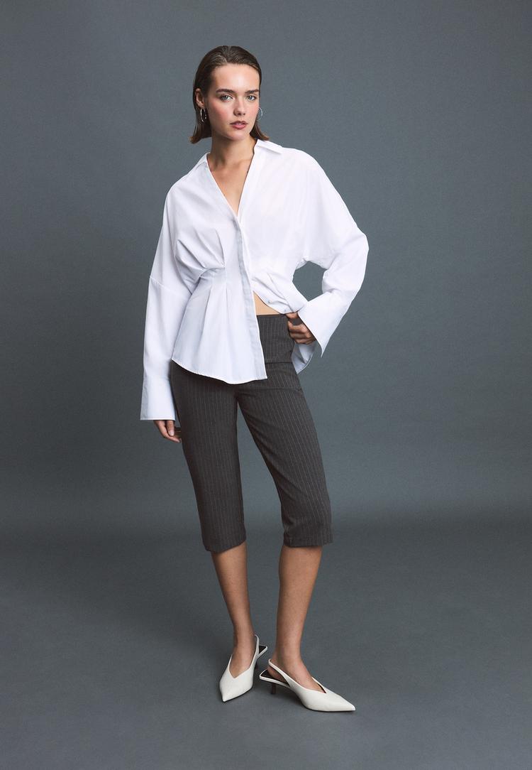 pleated poplin shirt