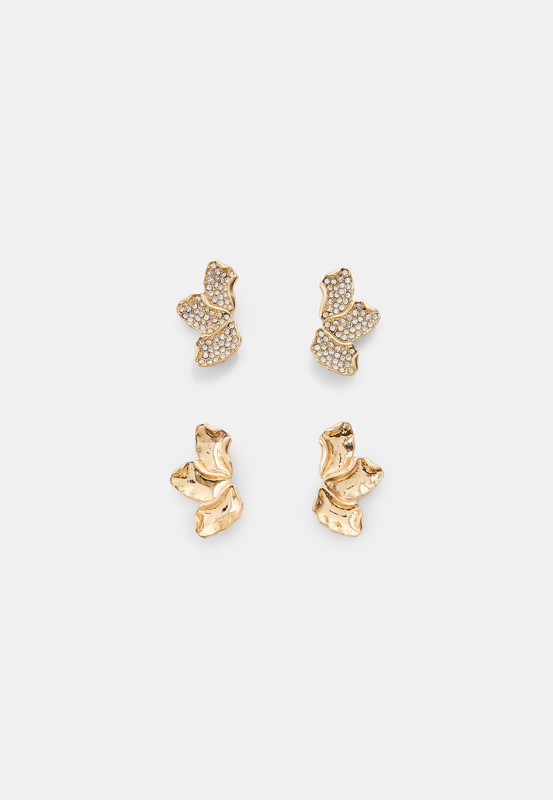 Set of 2 pairs of mini fan earrings — Yellow