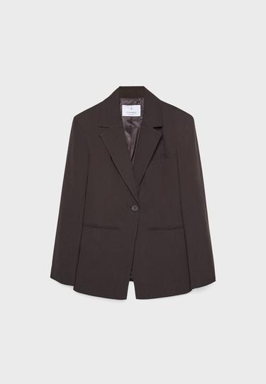 Fitted button blazer — Brown 7