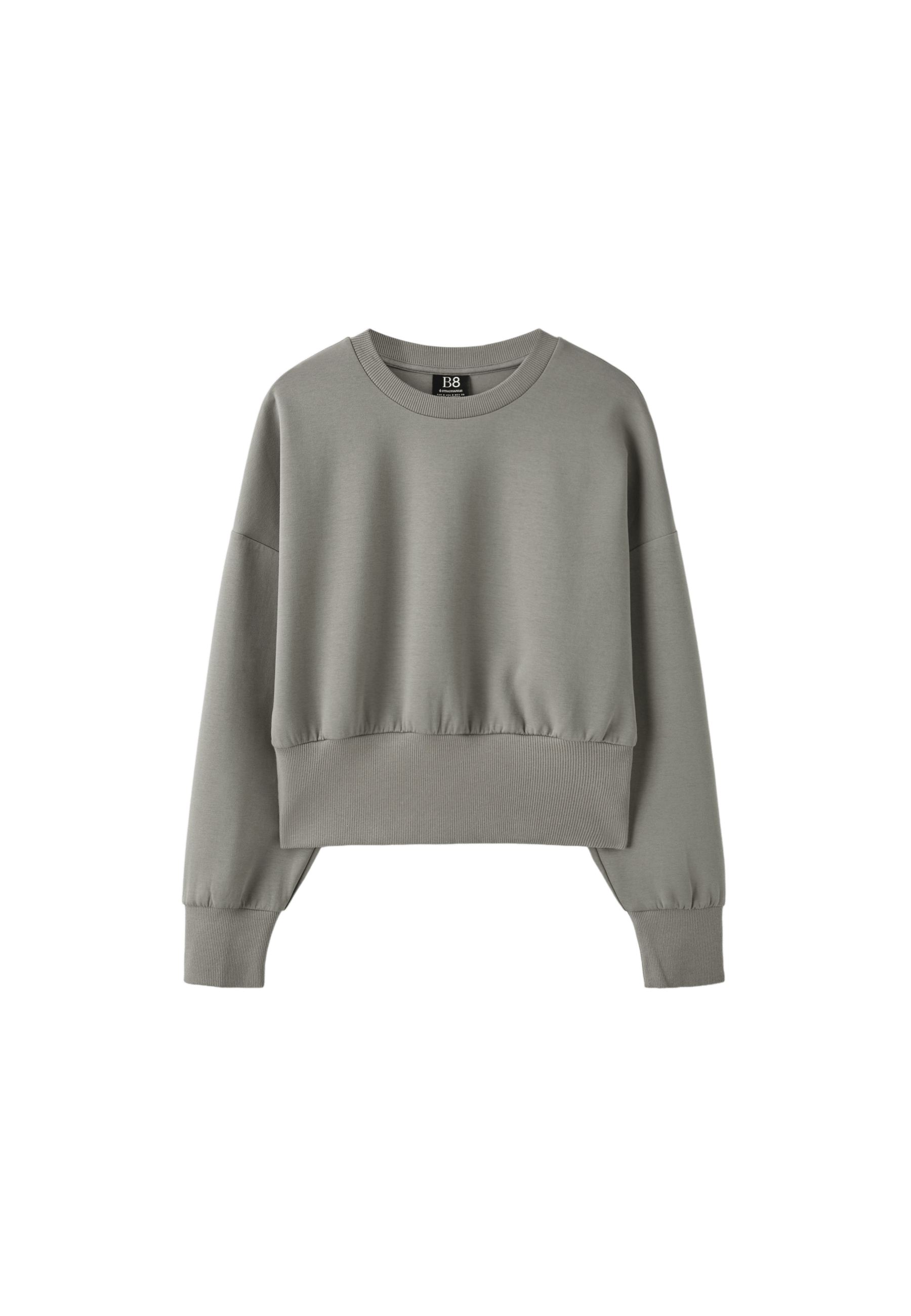 Cropped sweatshirt with wide waistband — Brown