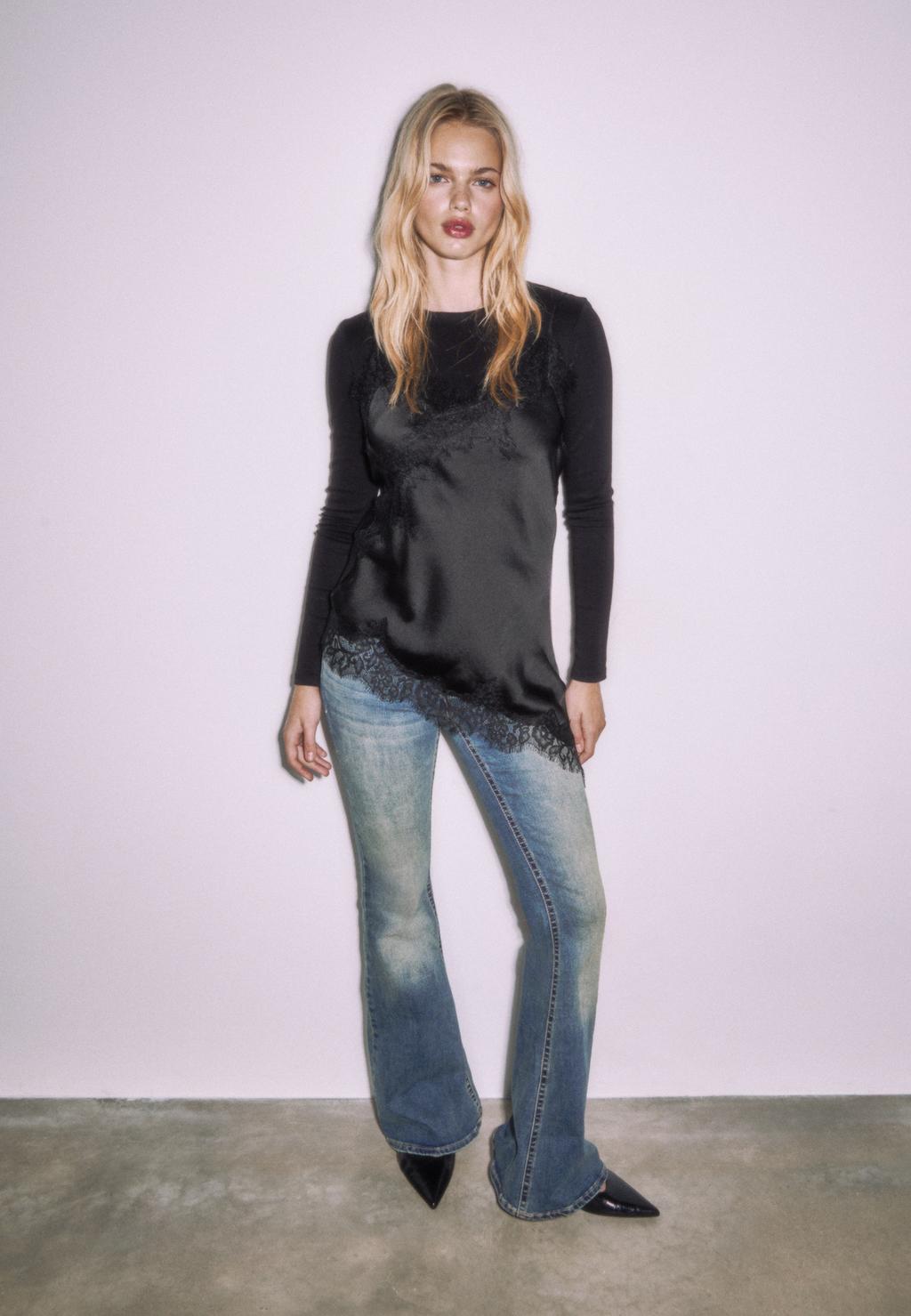 Asymmetrisches Top im Dessous-Look mit Spitze