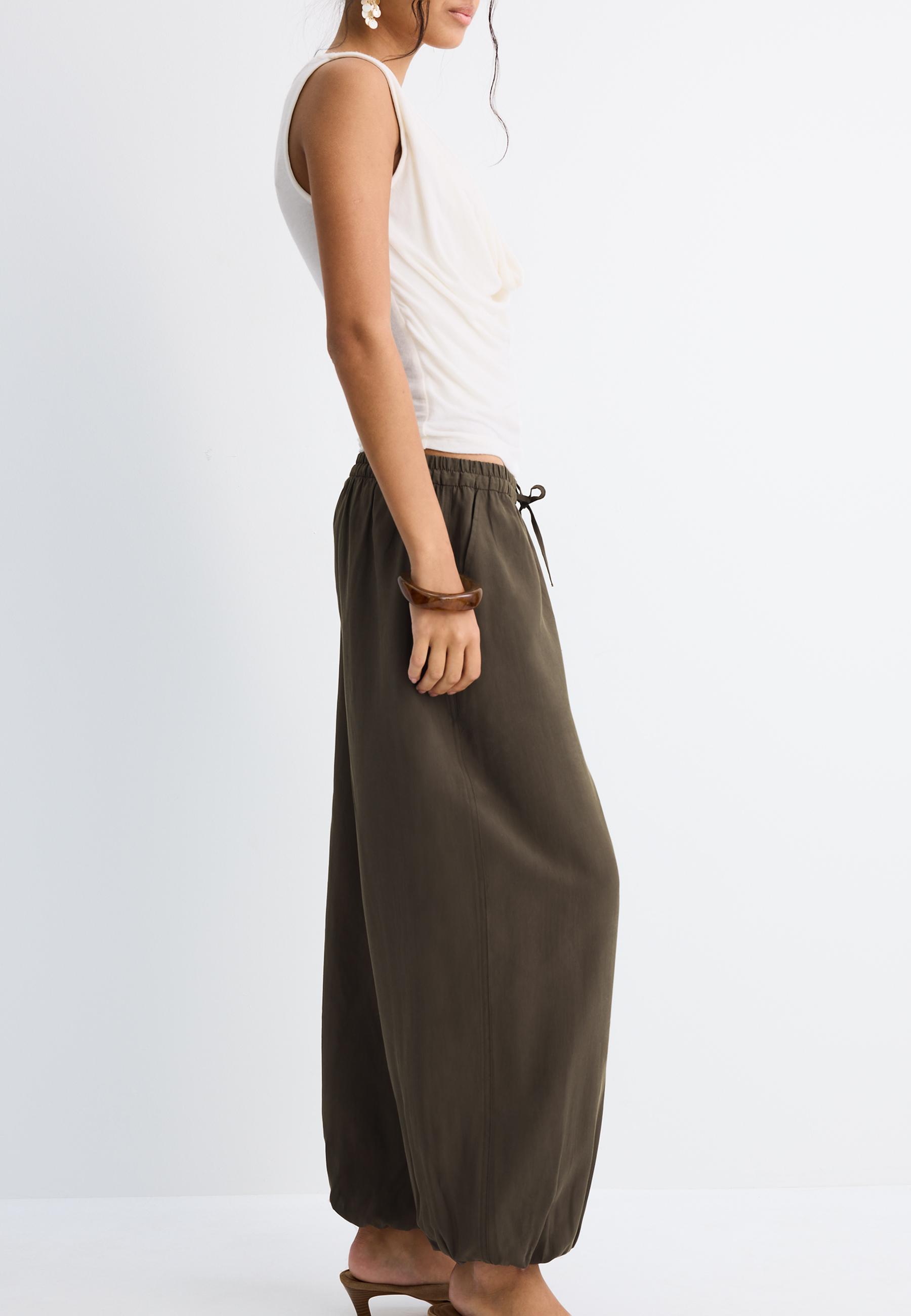 Lyocell sarouel trousers — Brown