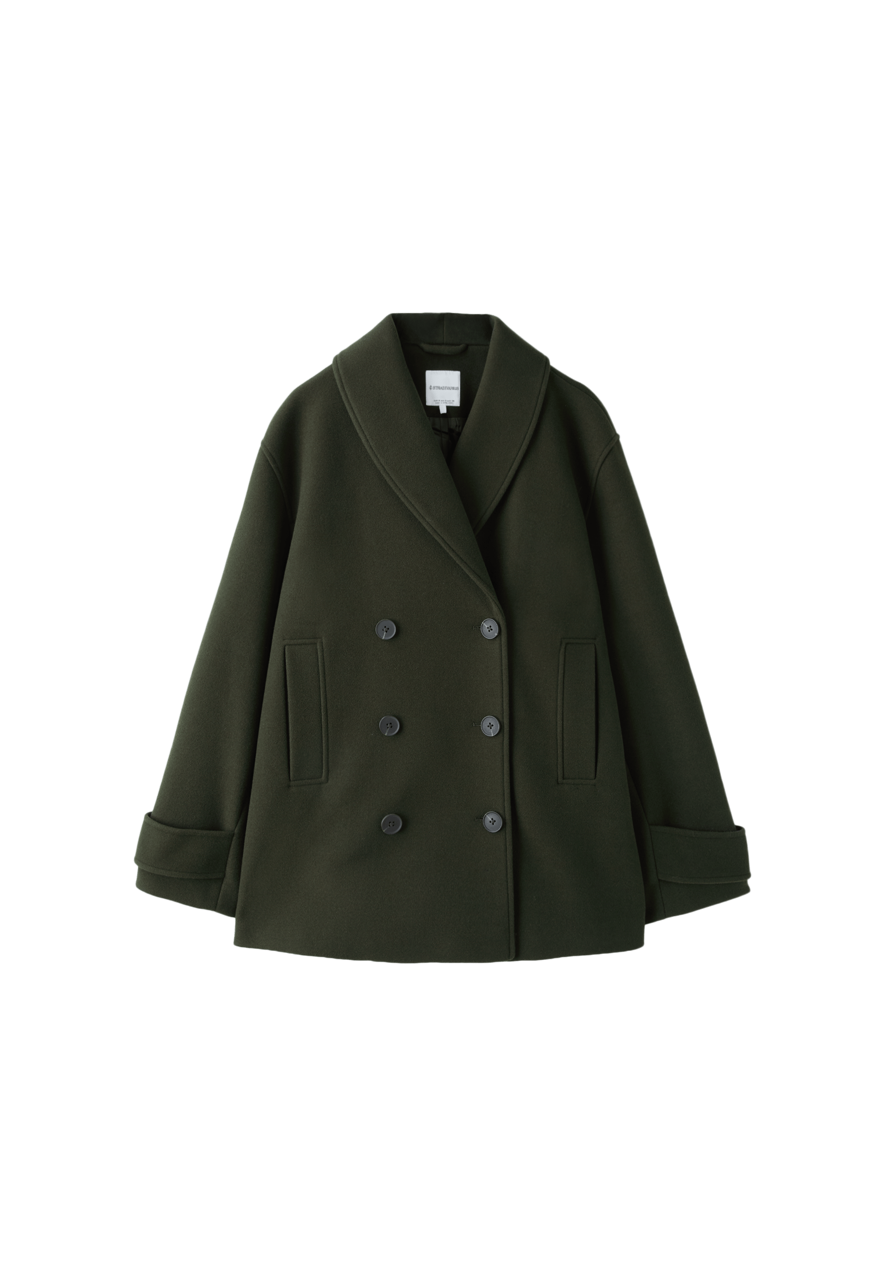 Shawl neck short coat — Khaki