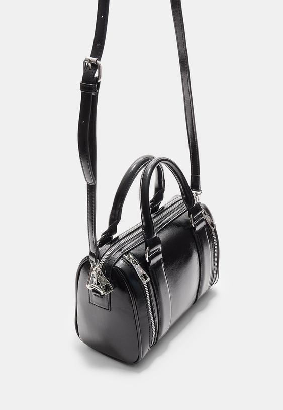 borsa finta pelle con cerniere