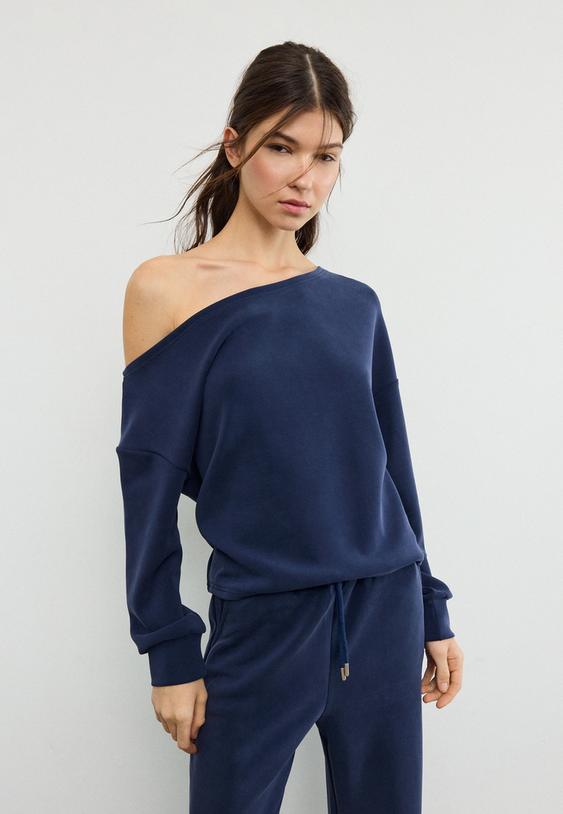 soft touch off the shoulder sweatshirt