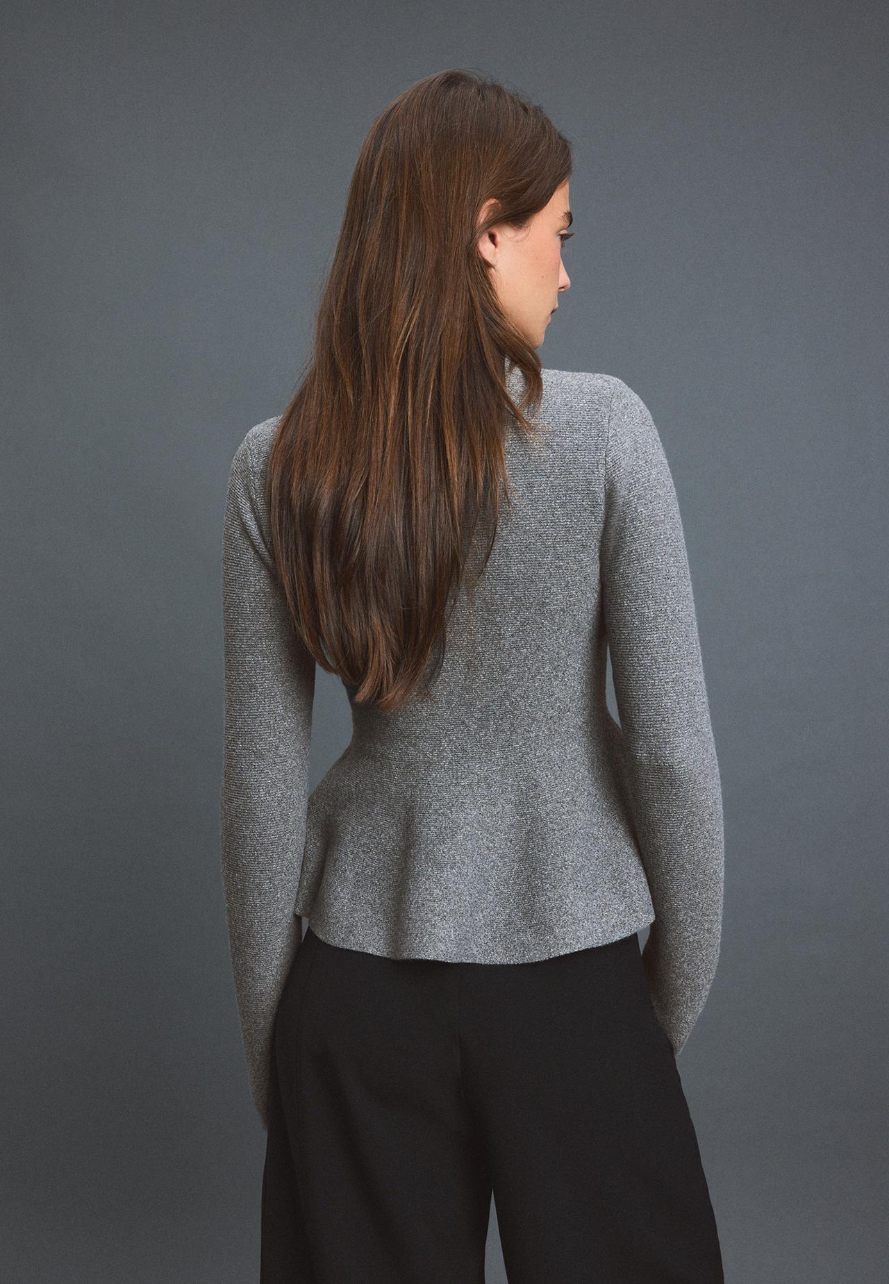 Peplum knit sweater — Dark grey