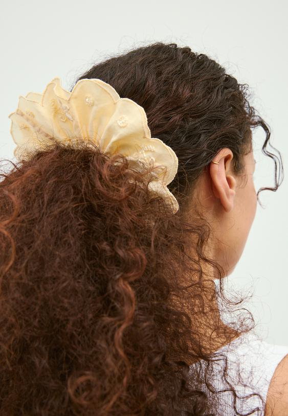 set of 2 embroidered scrunchies