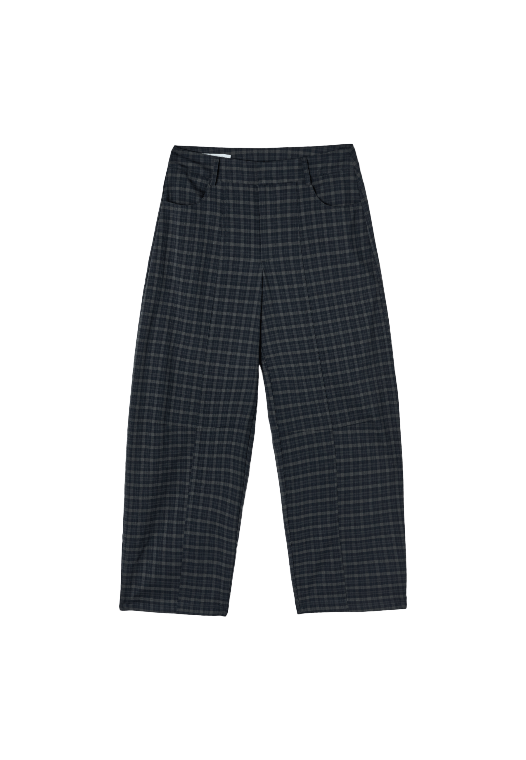 Check barrel dress trousers — Navy blue